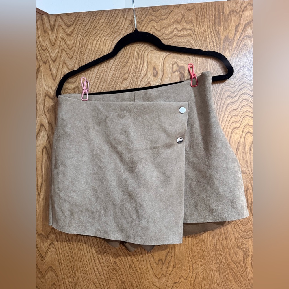 Love Tree Beige faux Suede Mini Skirt